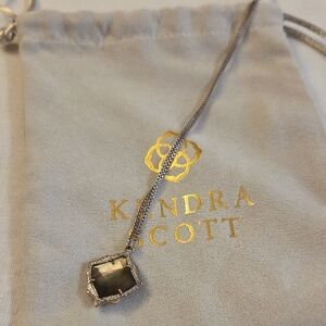 Kendra Scott Silver Necklace with Dark Abalone Pendant